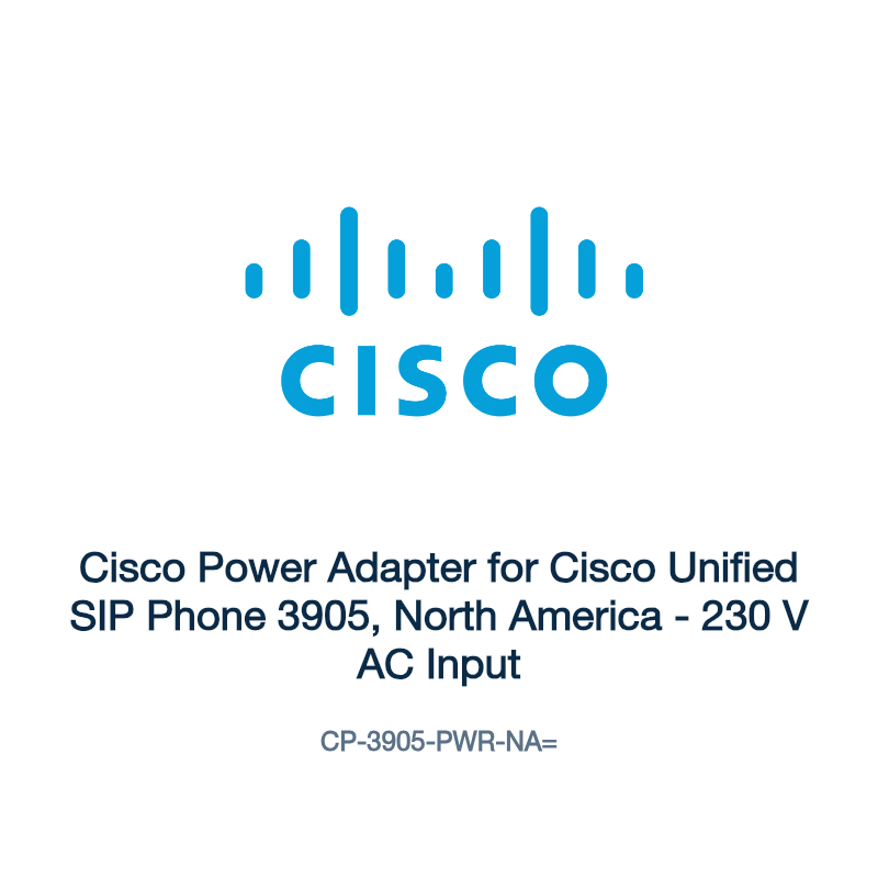 CP-3905-PWR-NA=: Cisco Power Adapter for Cisco Unified SIP Phone 3905, North America