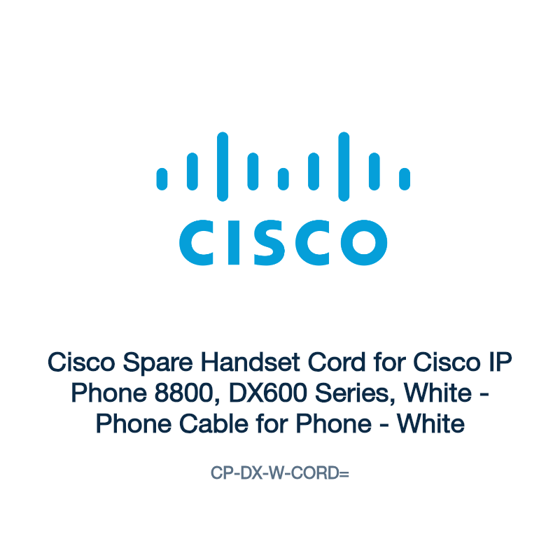CP-DX-W-CORD=: Cisco Spare Handset Cord for Cisco IP Phone 8800, DX600 Series, White
