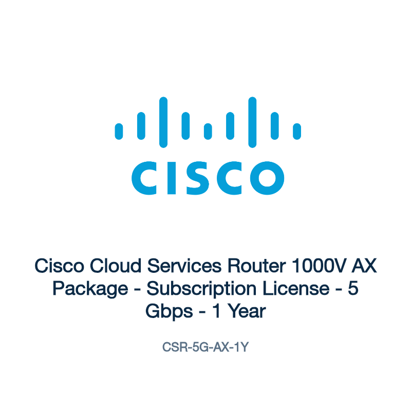 CSR-5G-AX-1Y: Cisco Cloud Services Router 1000V AX Package