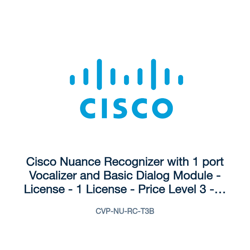 CVP-NU-RC-T3B: Cisco Nuance Recognizer with 1 port Vocalizer and Basic Dialog Module
