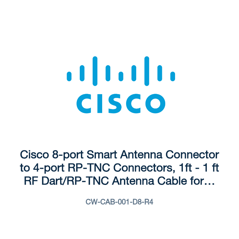 CW-CAB-001-D8-R4: Cisco 8-port Smart Antenna Connector to 4-port RP-TNC Connectors, 1ft