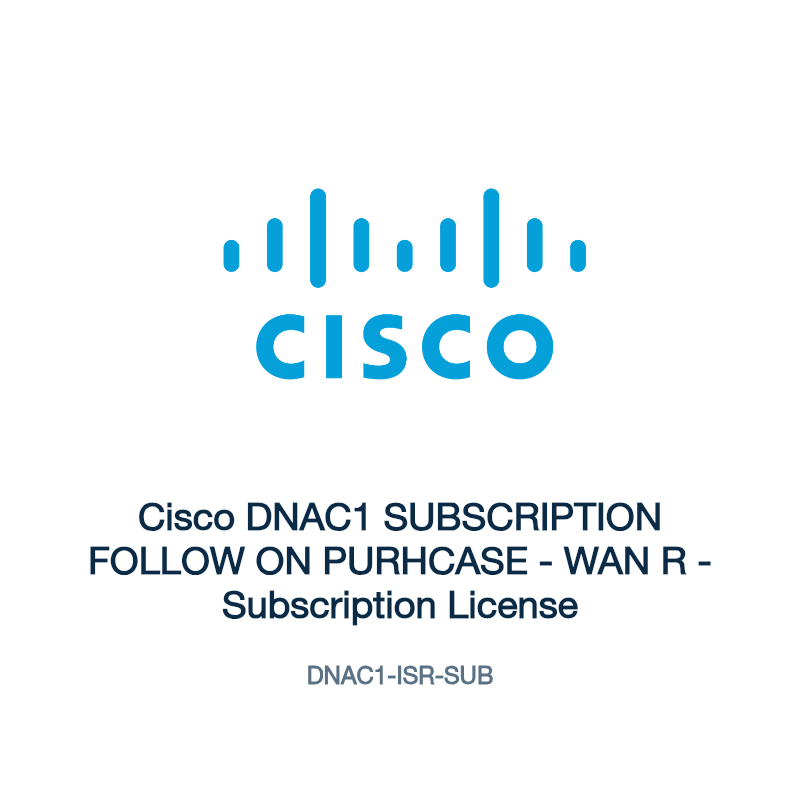 DNAC1-ISR-SUB: Cisco DNAC1 SUBSCRIPTION FOLLOW ON PURHCASE