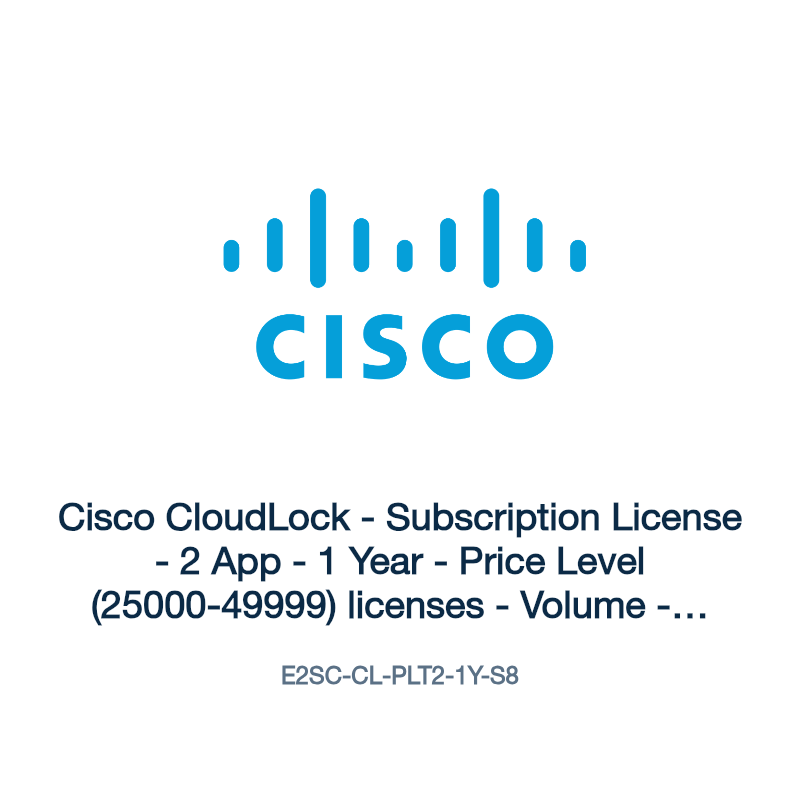 E2SC-CL-PLT2-1Y-S8: Cisco CloudLock - Subscription License - 2 App - 1 Year