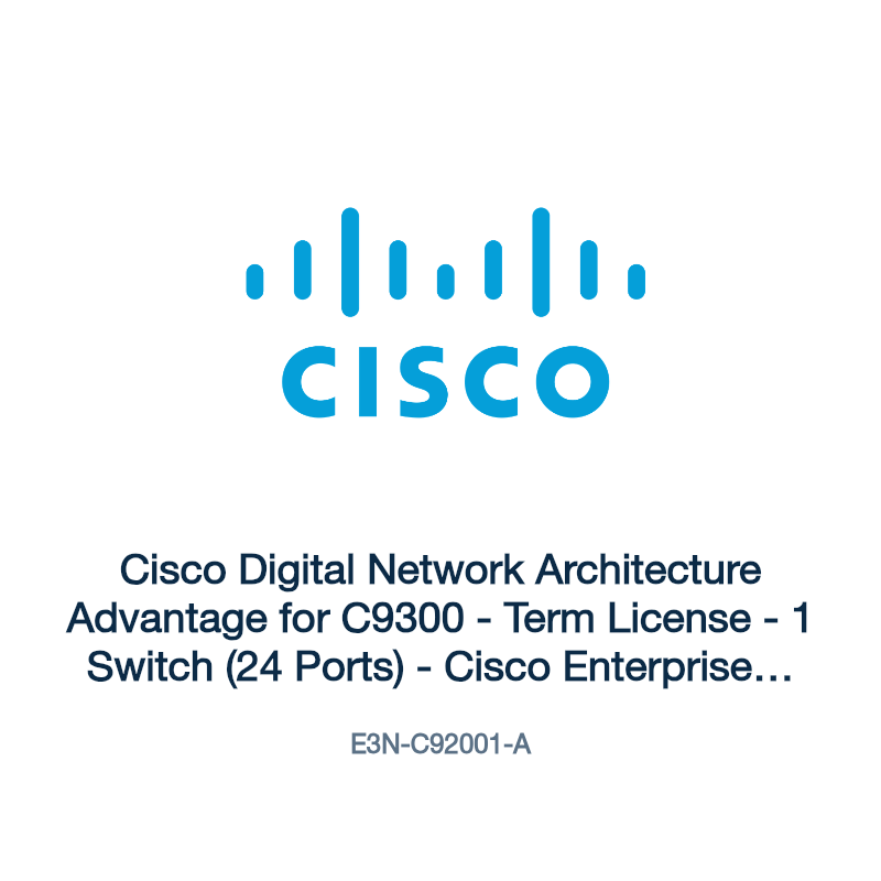 E3N-C92001-A: Cisco Digital Network Architecture Advantage for C9300