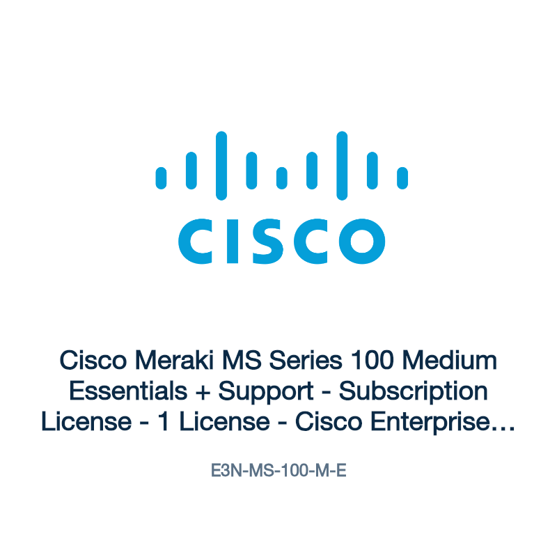 E3N-MS-100-M-E: Cisco Meraki MS Series 100 Medium Essentials + Support