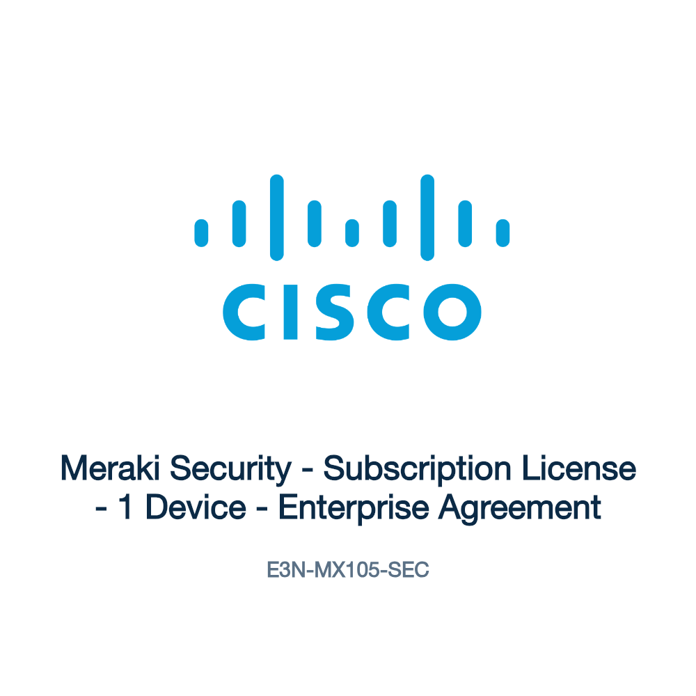 E3N-MX105-SEC: Meraki Security - Subscription License - 1 Device - Enterprise