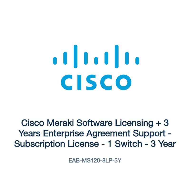 EAB-MS120-8LP-3Y: Cisco Meraki Software Licensing + 3 Years Enterprise Agreement Support