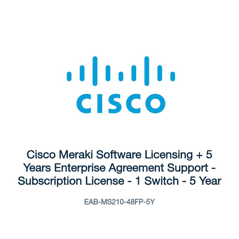 EAB-MS210-48FP-5Y: Cisco Meraki Software Licensing + 5 Years Enterprise Agreement Support