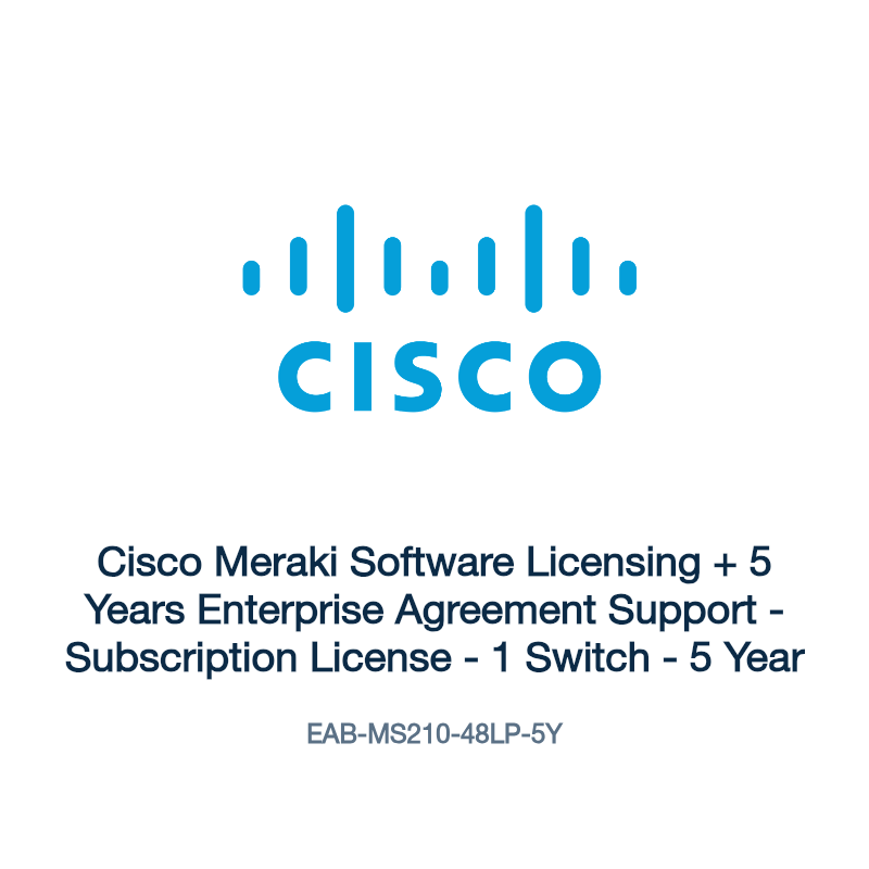 EAB-MS210-48LP-5Y: Cisco Meraki Software Licensing + 5 Years Enterprise Agreement Support