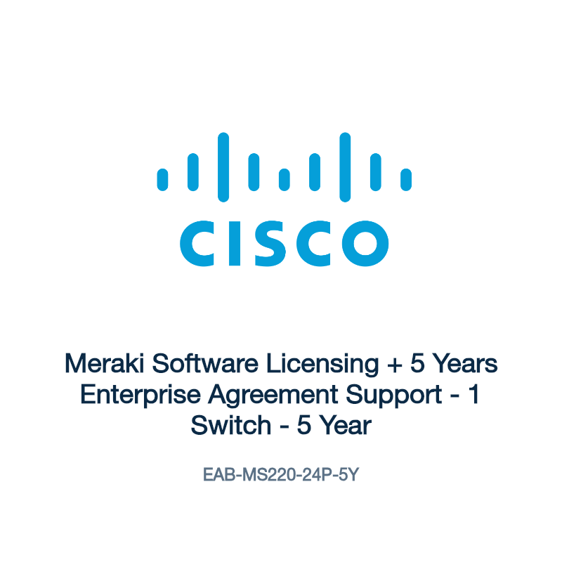 EAB-MS220-24P-5Y: Meraki Software Licensing + 5 Years Enterprise Agreement Support