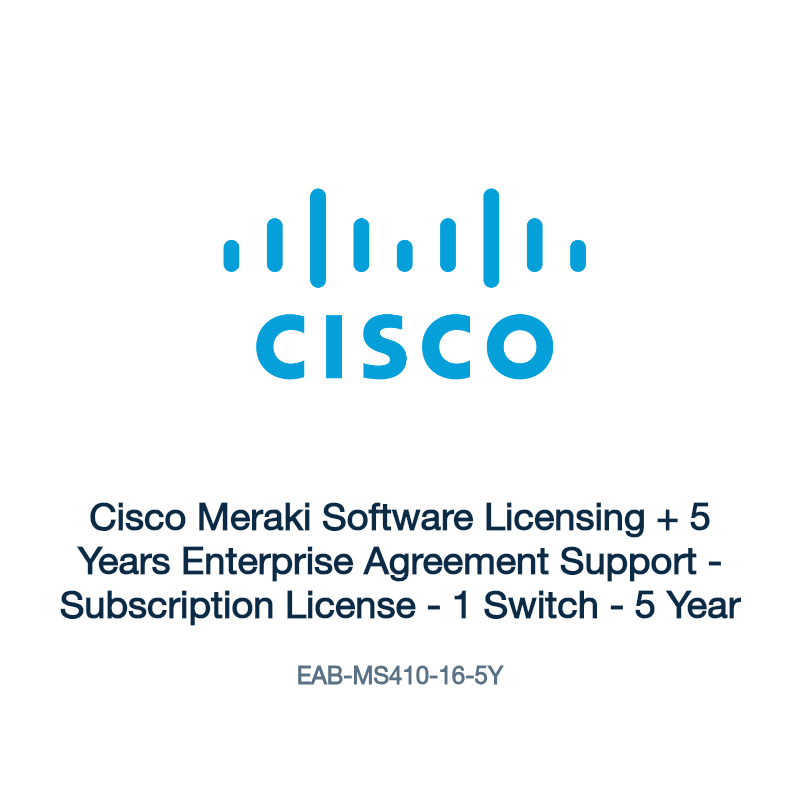 EAB-MS410-16-5Y: Cisco Meraki Software Licensing + 5 Years Enterprise Agreement Support