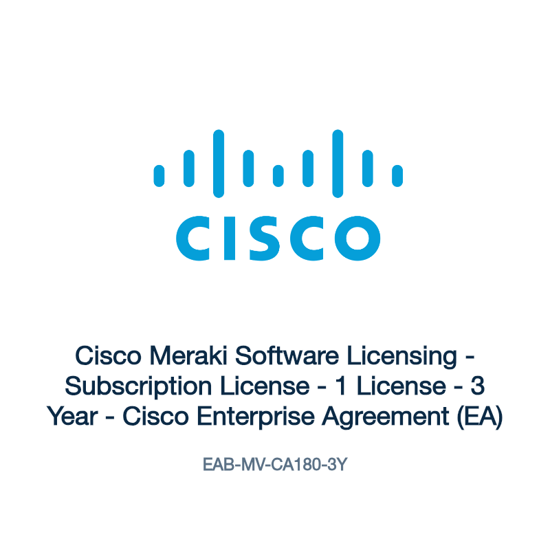 EAB-MV-CA180-3Y: Cisco Meraki Software Licensing