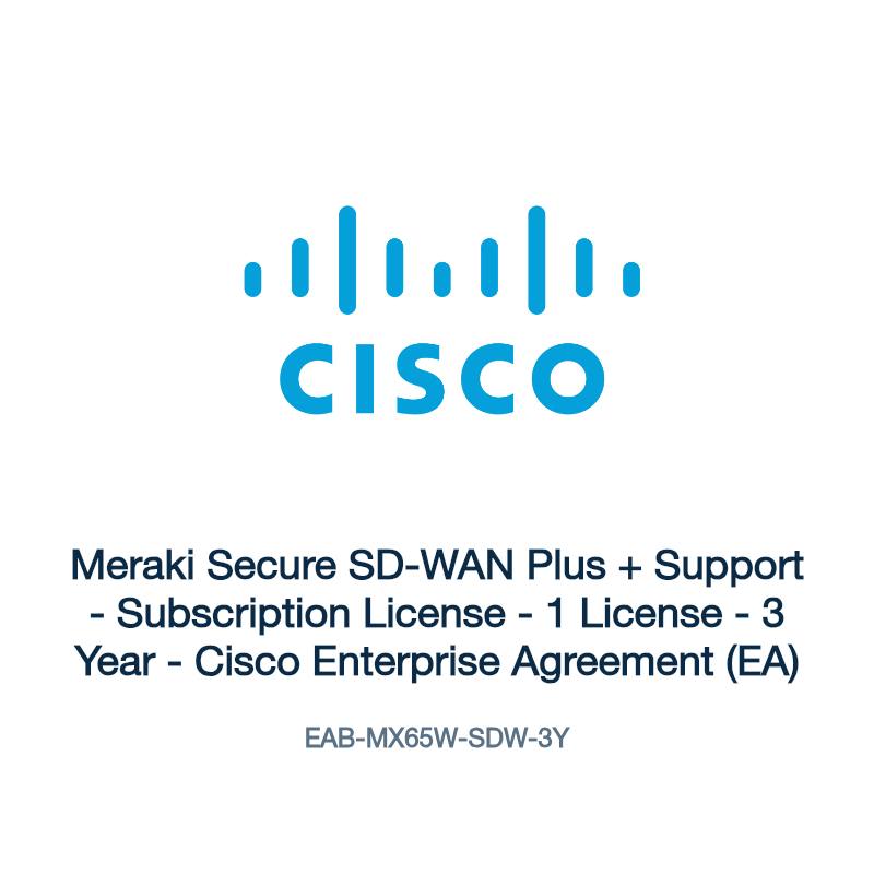 EAB-MX65W-SDW-3Y: Meraki Secure SD-WAN Plus + Support