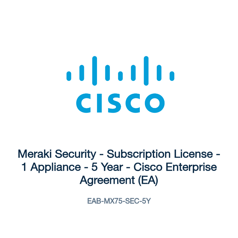 EAB-MX75-SEC-5Y: Meraki Security - Subscription License - 1 Appliance - 5 Year