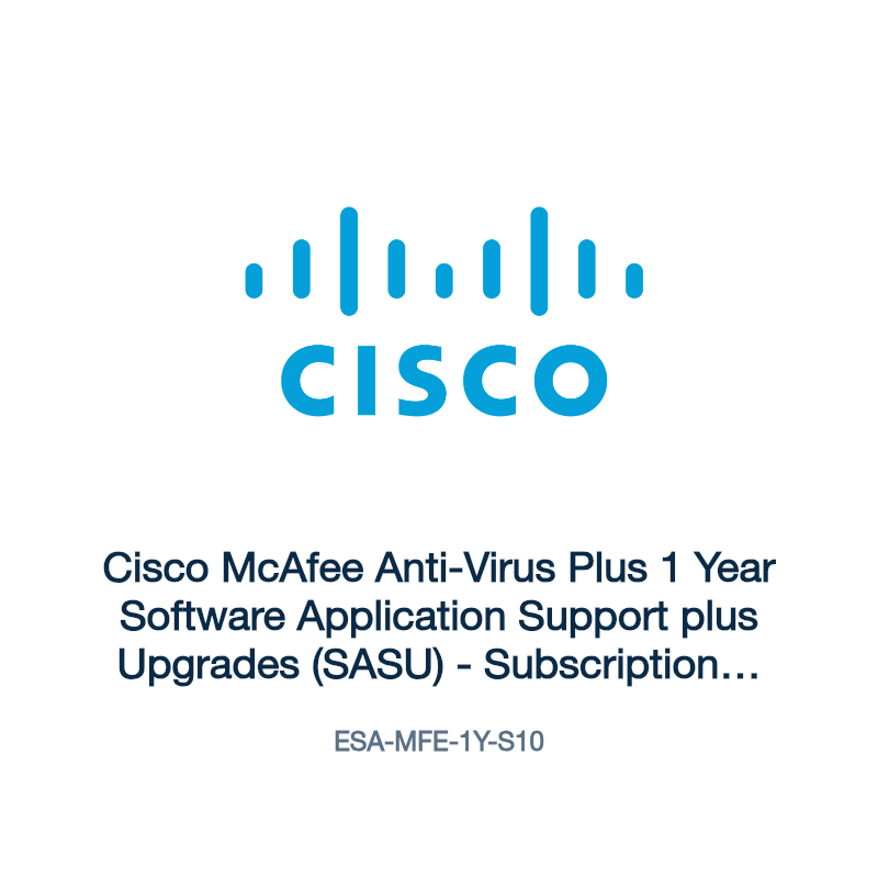ESA-MFE-1Y-S10: Cisco McAfee Anti-Virus Plus 1 Year Software Application Support plus