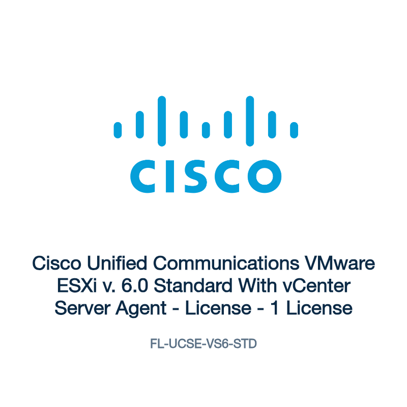 FL-UCSE-VS6-STD: Cisco Unified Communications VMware ESXi v. 6.0 Standard With vCenter