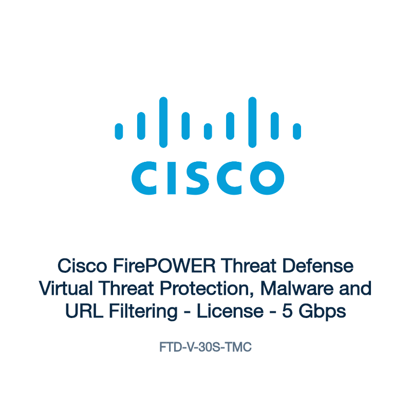 FTD-V-30S-TMC: Cisco FirePOWER Threat Defense Virtual Threat Protection, Malware and