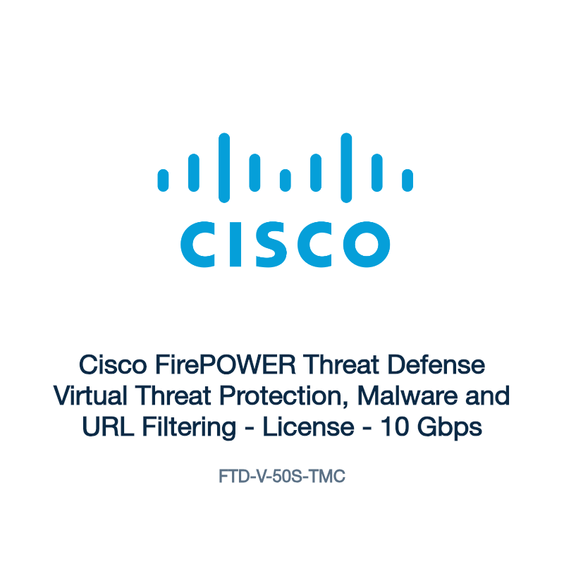 FTD-V-50S-TMC: Cisco FirePOWER Threat Defense Virtual Threat Protection, Malware and