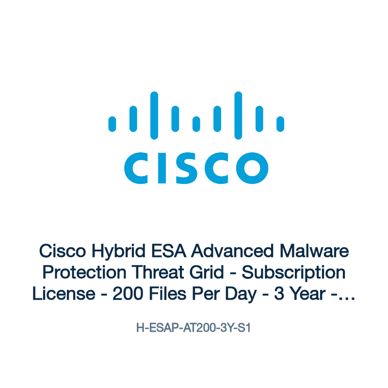 H-ESAP-AT200-3Y-S1: Cisco Hybrid ESA Advanced Malware Protection Threat Grid