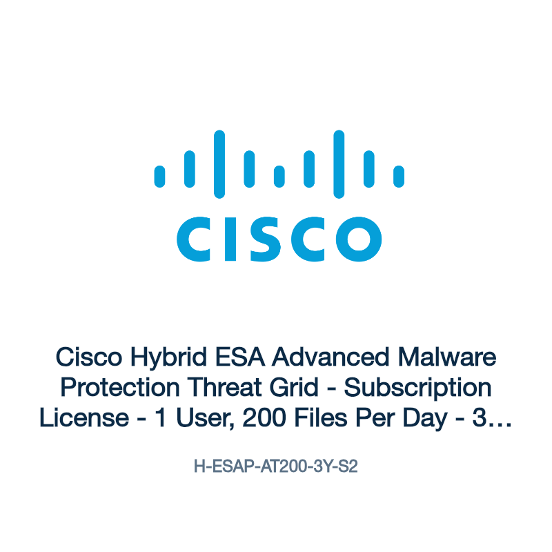 H-ESAP-AT200-3Y-S2: Cisco Hybrid ESA Advanced Malware Protection Threat Grid