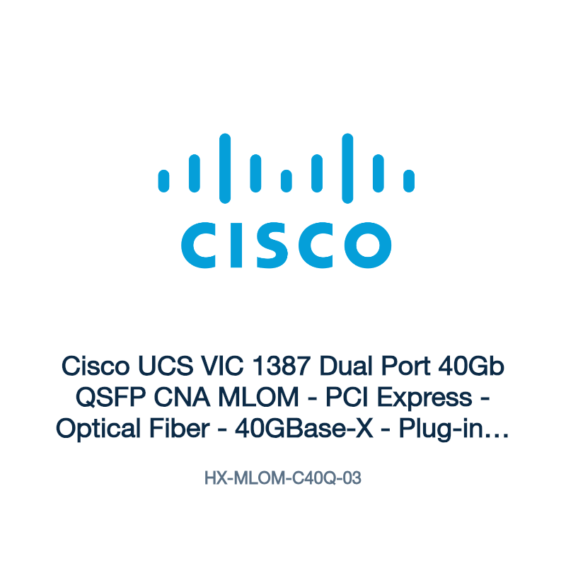 HX-MLOM-C40Q-03: Cisco UCS VIC 1387 Dual Port 40Gb QSFP CNA MLOM