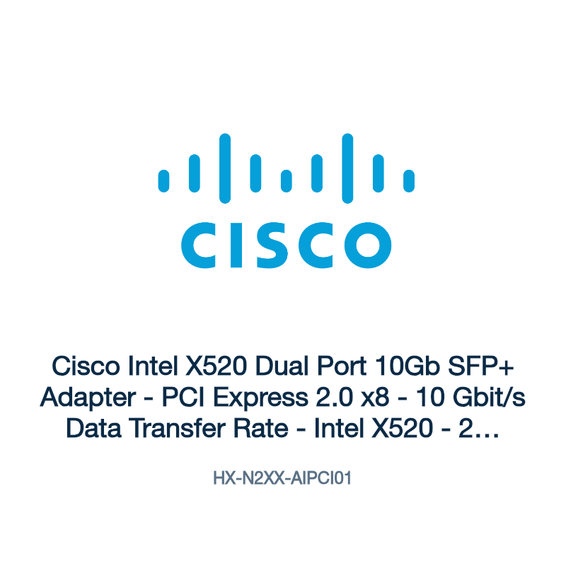 HX-N2XX-AIPCI01: Cisco Intel X520 Dual Port 10Gb SFP+ Adapter