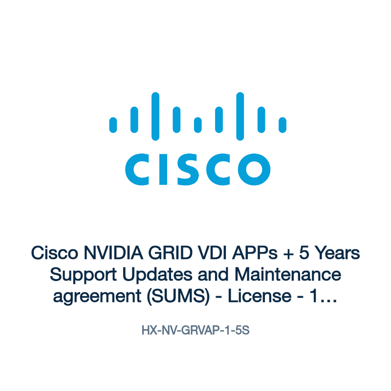 HX-NV-GRVAP-1-5S: Cisco NVIDIA GRID VDI APPs + 5 Years Support Updates and Maintenance