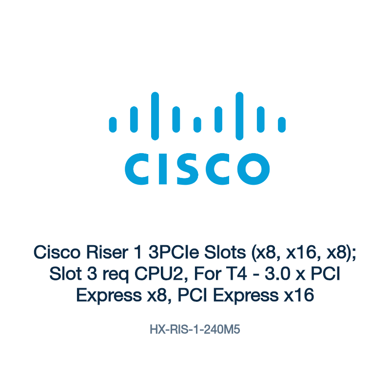 HX-RIS-1-240M5: Cisco Riser 1 3PCIe Slots (x8, x16, x8); Slot 3 req CPU2, For T4