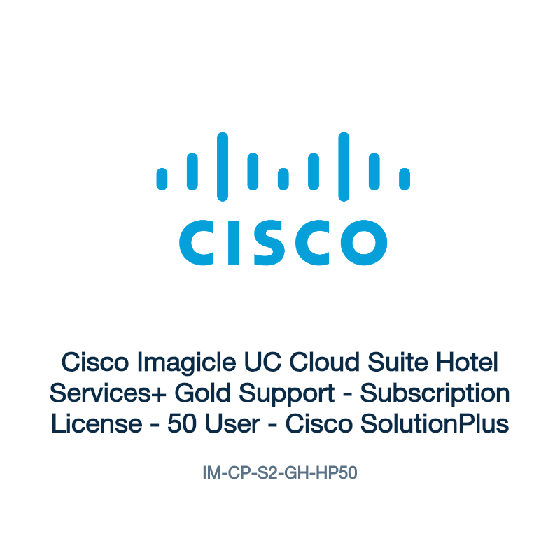 IM-CP-S2-GH-HP50: Cisco Imagicle UC Cloud Suite Hotel Services+ Gold Support