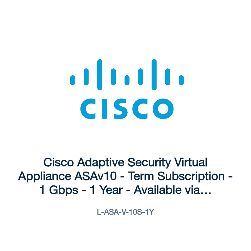 L-ASA-V-10S-1Y: Cisco Adaptive Security Virtual Appliance ASAv10