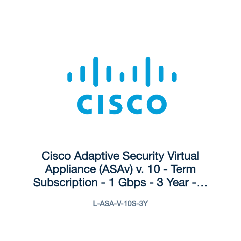 L-ASA-V-10S-3Y: Cisco Adaptive Security Virtual Appliance (ASAv) v. 10
