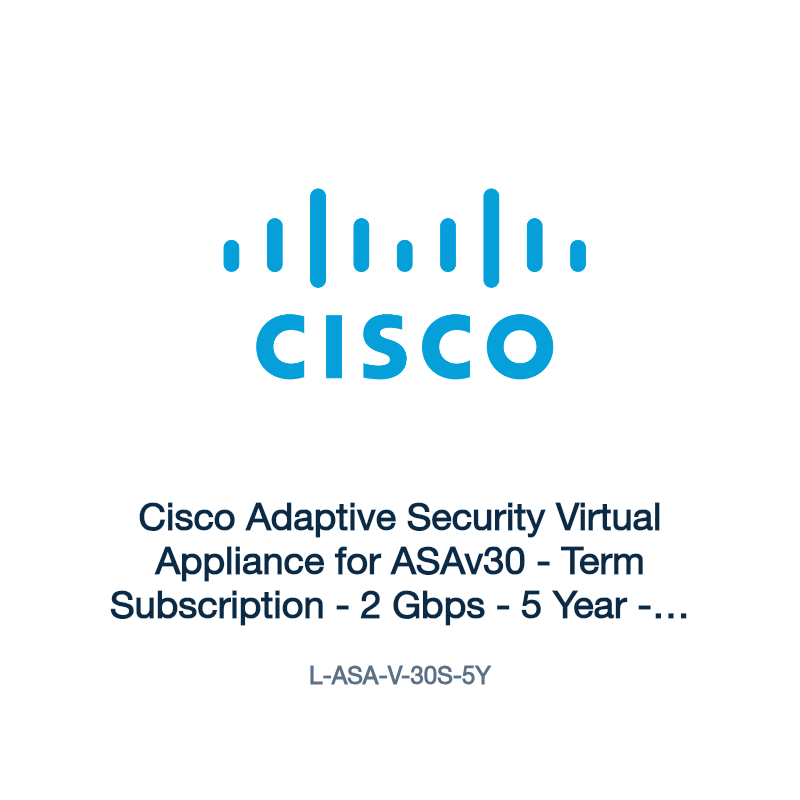 L-ASA-V-30S-5Y: Cisco Adaptive Security Virtual Appliance for ASAv30
