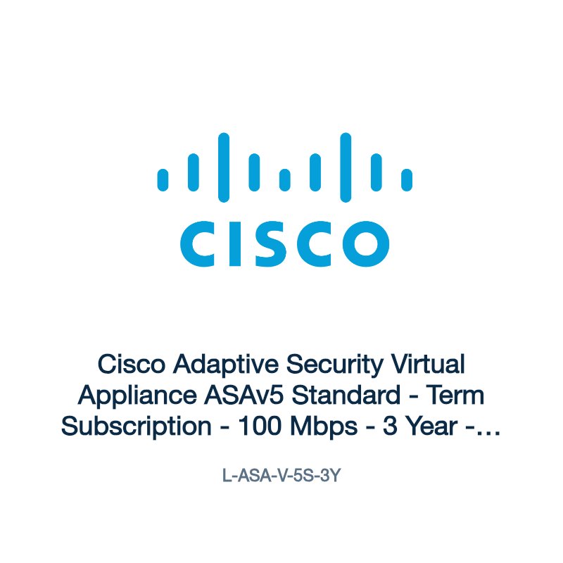 L-ASA-V-5S-3Y: Cisco Adaptive Security Virtual Appliance ASAv5 Standard