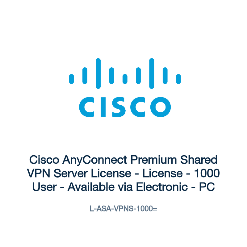 L-ASA-VPNS-1000=: Cisco AnyConnect Premium Shared VPN Server License