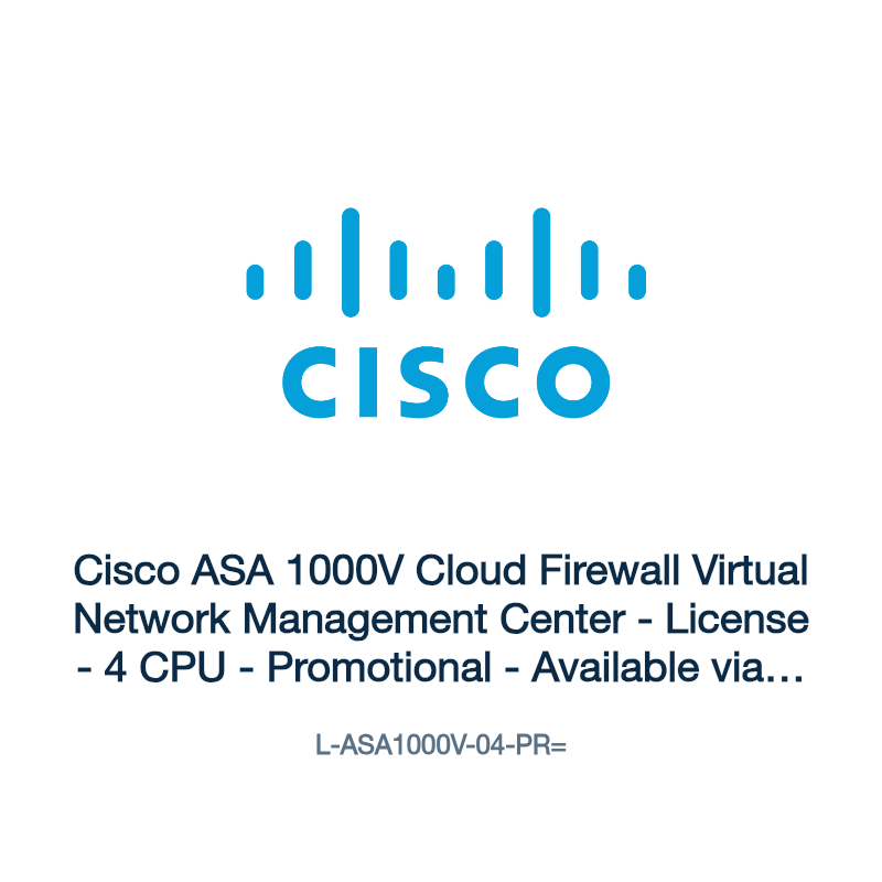L-ASA1000V-04-PR=: Cisco ASA 1000V Cloud Firewall Virtual Network Management Center