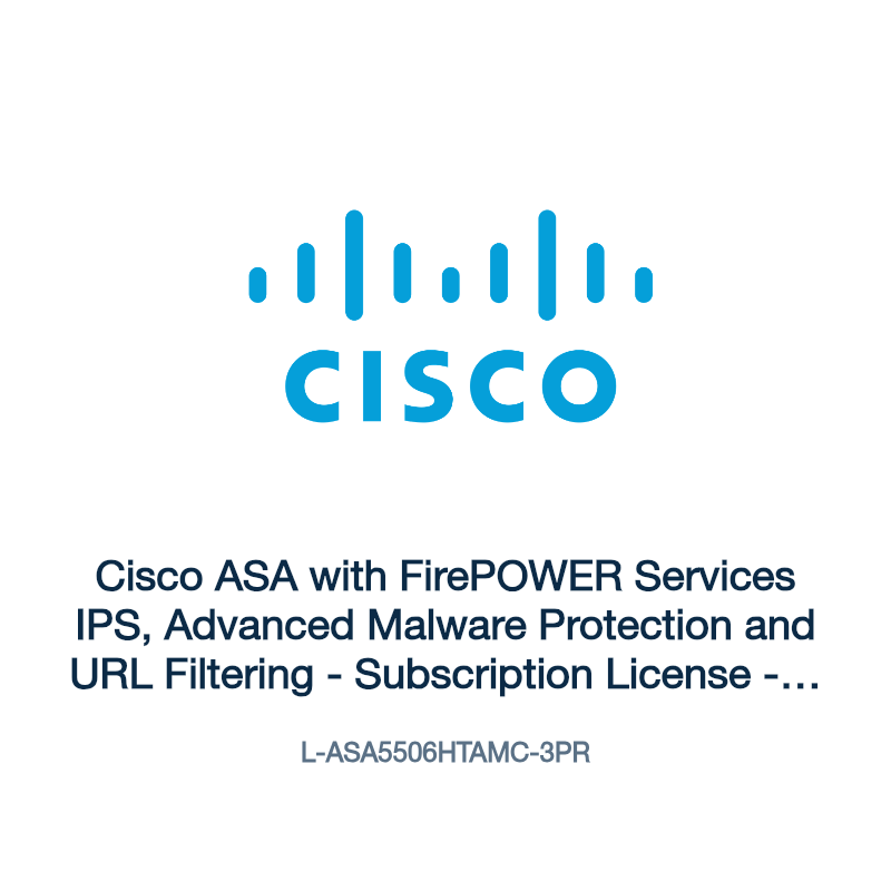 L-ASA5506HTAMC-3PR: Cisco ASA with FirePOWER Services IPS, Advanced Malware Protection