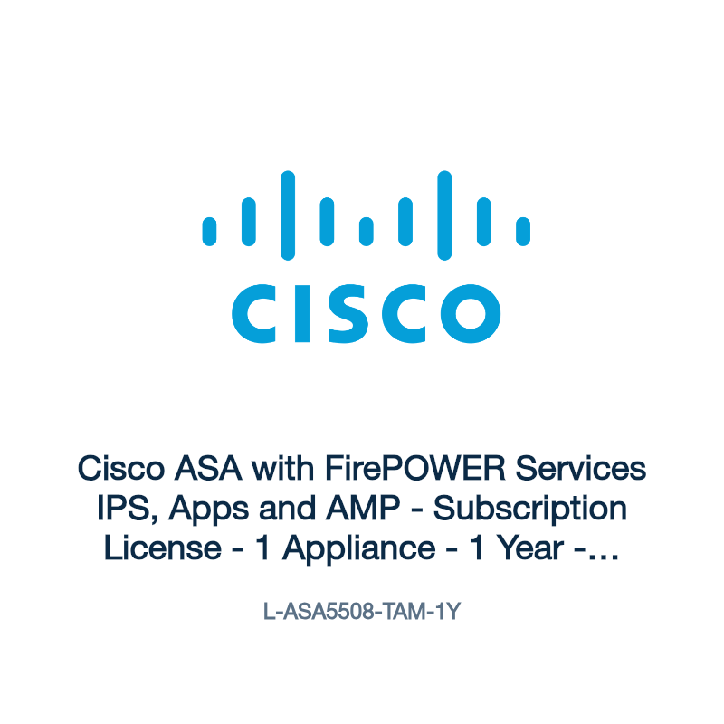L-ASA5508-TAM-1Y: Cisco ASA with FirePOWER Services IPS, Apps and AMP