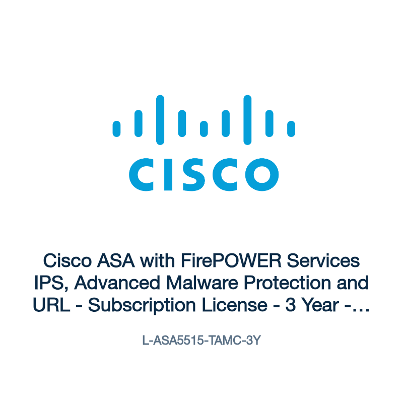 L-ASA5515-TAMC-3Y: Cisco ASA with FirePOWER Services IPS, Advanced Malware Protection