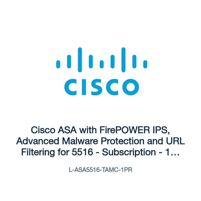 L-ASA5516-TAMC-1PR: Cisco ASA with FirePOWER IPS, Advanced Malware Protection and URL
