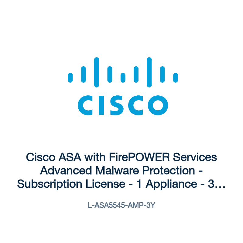 L-ASA5545-AMP-3Y: Cisco ASA with FirePOWER Services Advanced Malware Protection