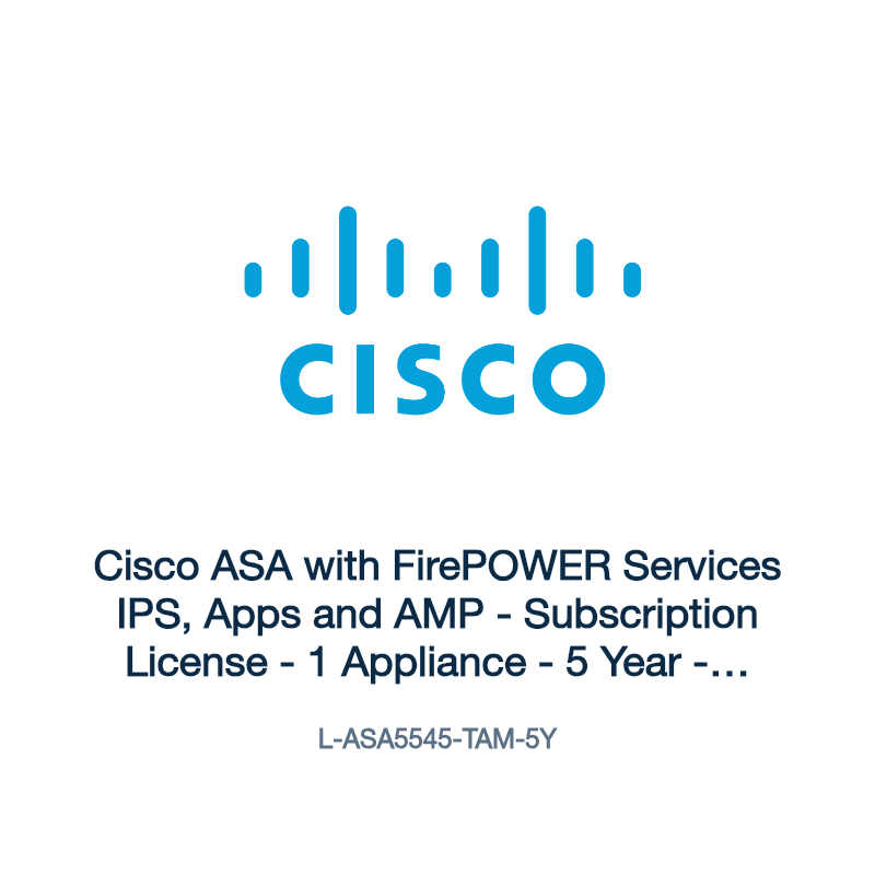 L-ASA5545-TAM-5Y: Cisco ASA with FirePOWER Services IPS, Apps and AMP