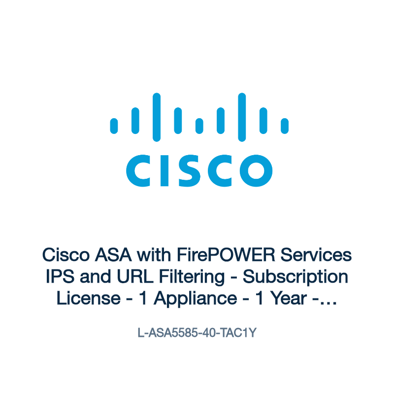 L-ASA5585-40-TAC1Y: Cisco ASA with FirePOWER Services IPS and URL Filtering