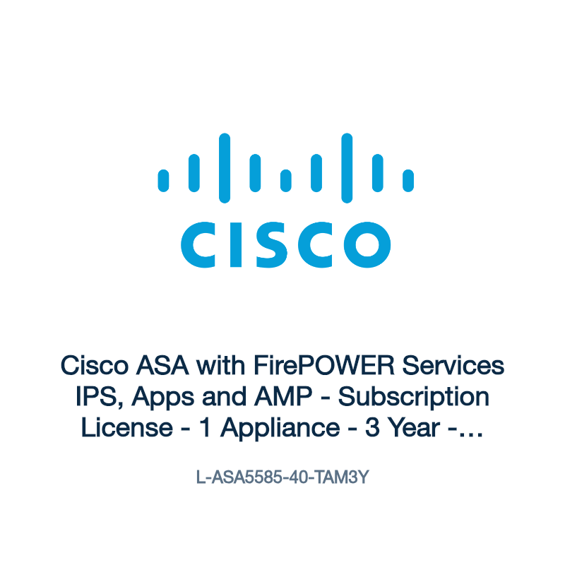 L-ASA5585-40-TAM3Y: Cisco ASA with FirePOWER Services IPS, Apps and AMP