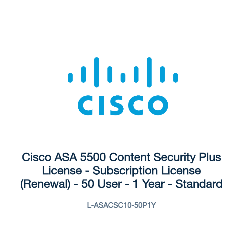 L-ASACSC10-50P1Y: Cisco ASA 5500 Content Security Plus License