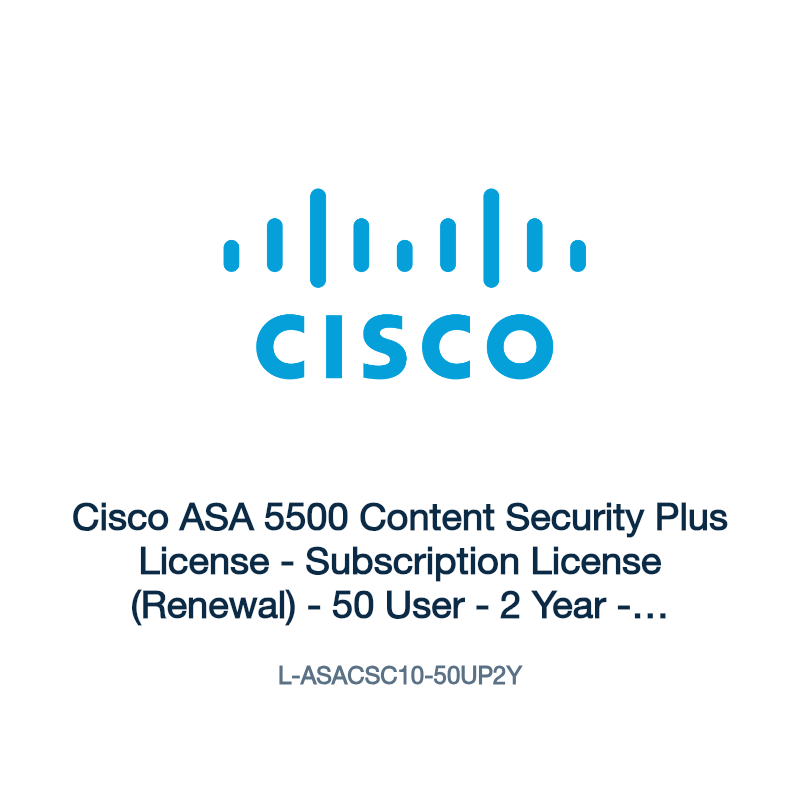 L-ASACSC10-50UP2Y: Cisco ASA 5500 Content Security Plus License