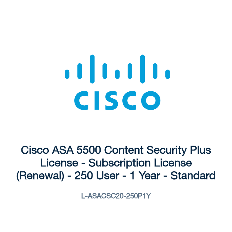 L-ASACSC20-250P1Y: Cisco ASA 5500 Content Security Plus License