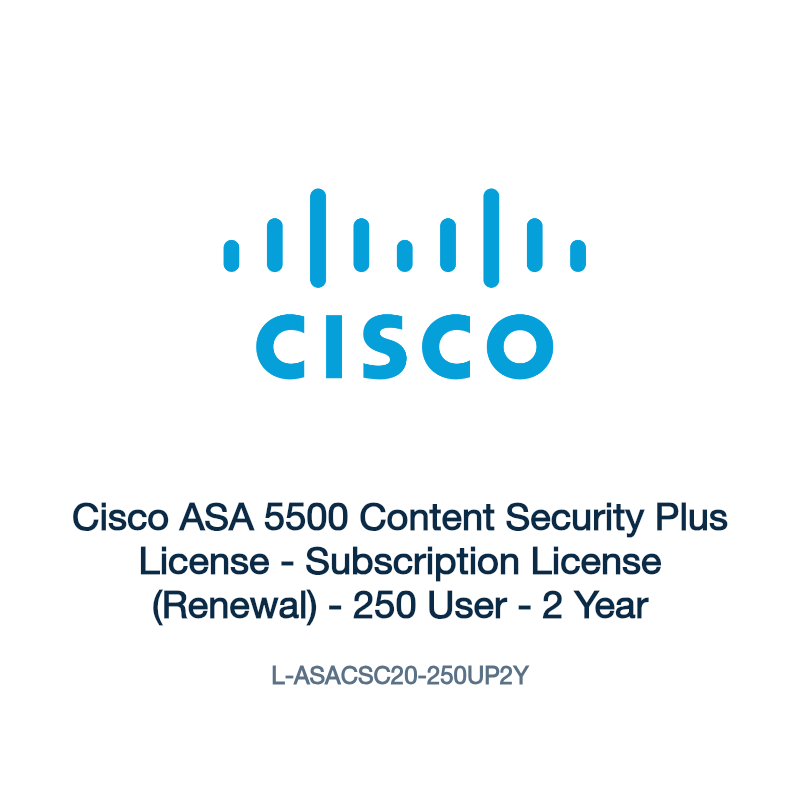 L-ASACSC20-250UP2Y: Cisco ASA 5500 Content Security Plus License