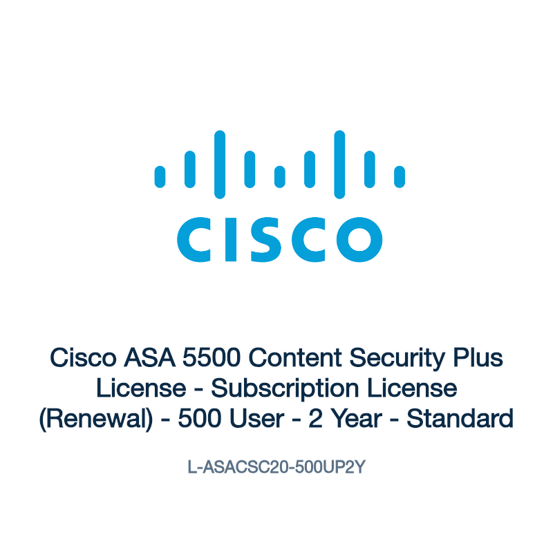 L-ASACSC20-500UP2Y: Cisco ASA 5500 Content Security Plus License