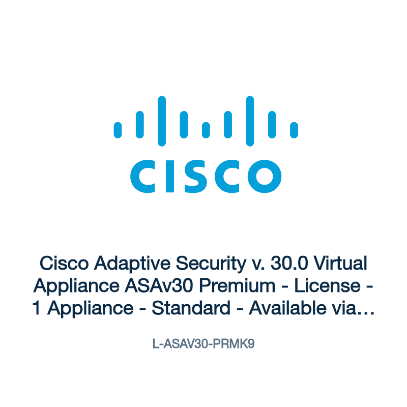 L-ASAV30-PRMK9: Cisco Adaptive Security v. 30.0 Virtual Appliance ASAv30 Premium