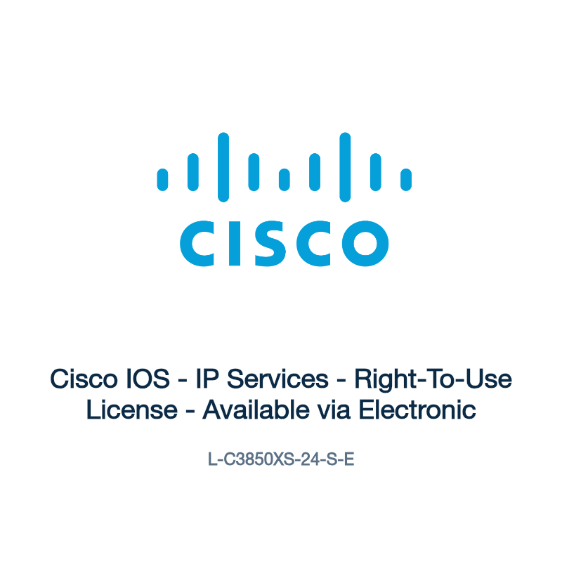 L-C3850XS-24-S-E: Cisco IOS - IP Services - Right-To-Use License - Available via